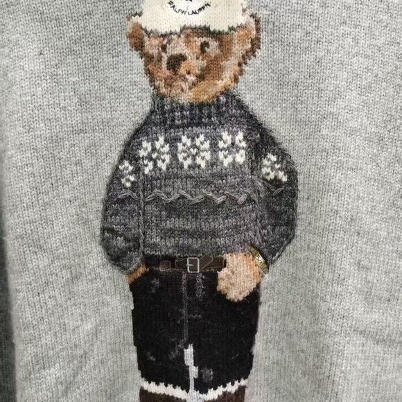 Polo Ralph Lauren Gray Bear Sweater Hoodie - Picture 5 of 9